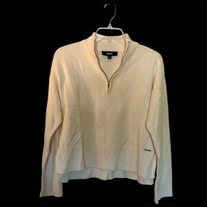 DKNY Off-White Beige Women's Half Zip Sweater